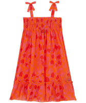 Vestido de algodón orgánico para niña con estampado New Leopard Albaricoque vista frontal