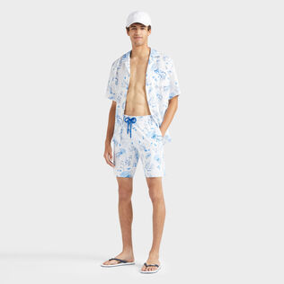 Men Long Stretch Swim Shorts Medusa and Shells White details view 1