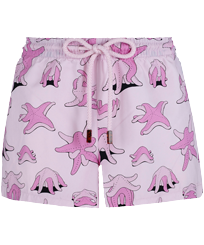 女士海滩版欲乐印花游泳短裤 Pale pink 正面图