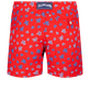 Men Embroidered Swim Shorts Micro Ronde Des Tortues - Limited Edition Poppy red back view