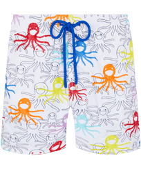 Men Swim Trunks Embroidered Multicolore Medusa - Limited Edition White front view