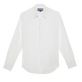 Chemise en voile de coton organique unisexe unie Blanc vue de face