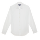 Camisa ligera unisex en gasa de algodón de color liso Blanco vista frontal
