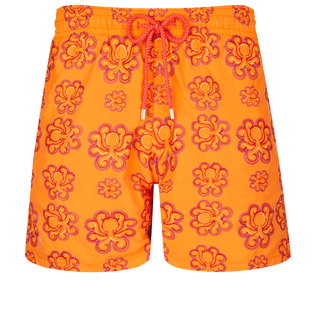 Men Swim Shorts Embroidered Poulpes Neon - Limited Edition Carrot front view