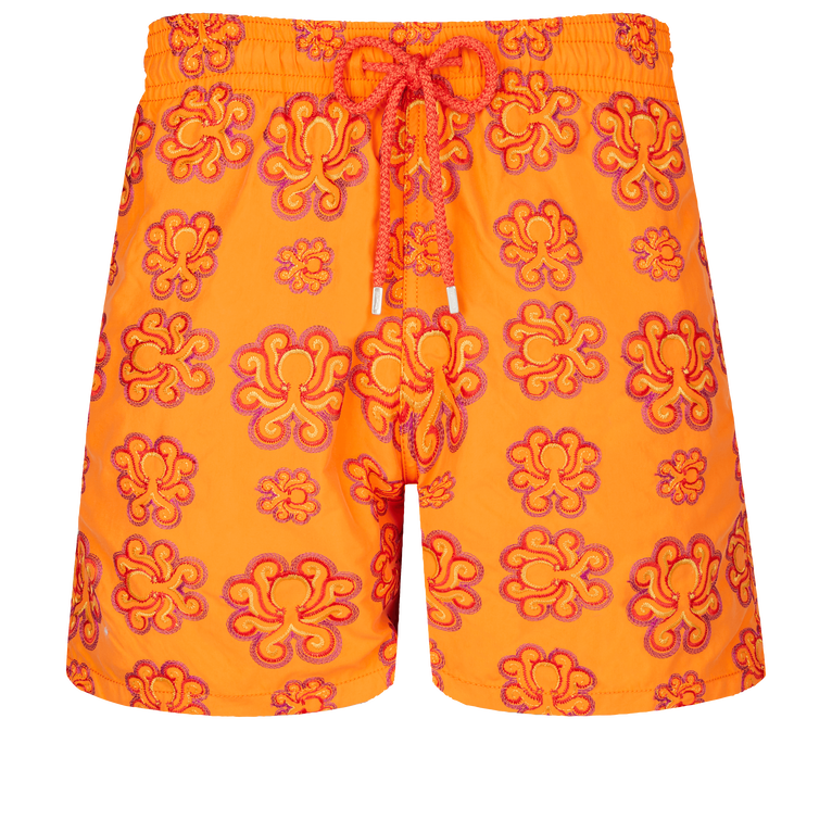 Men Swim Shorts Embroidered Poulpes Neon - Swimming Trunk - Mistral - Orange