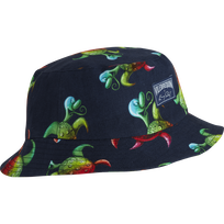 Gorro de pescador con estampado Tortues Rainbow Multicolor para hombre - Vilebrequin x Kenny Scharf Azul marino vista frontal