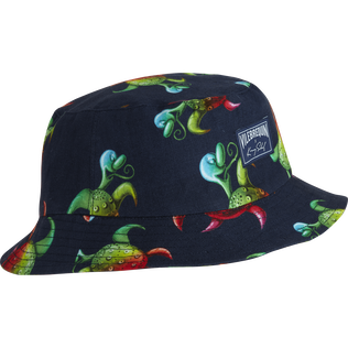 Men Bucket Hat Tortues Rainbow Multicolor - Vilebrequin x Kenny Scharf Navy front view