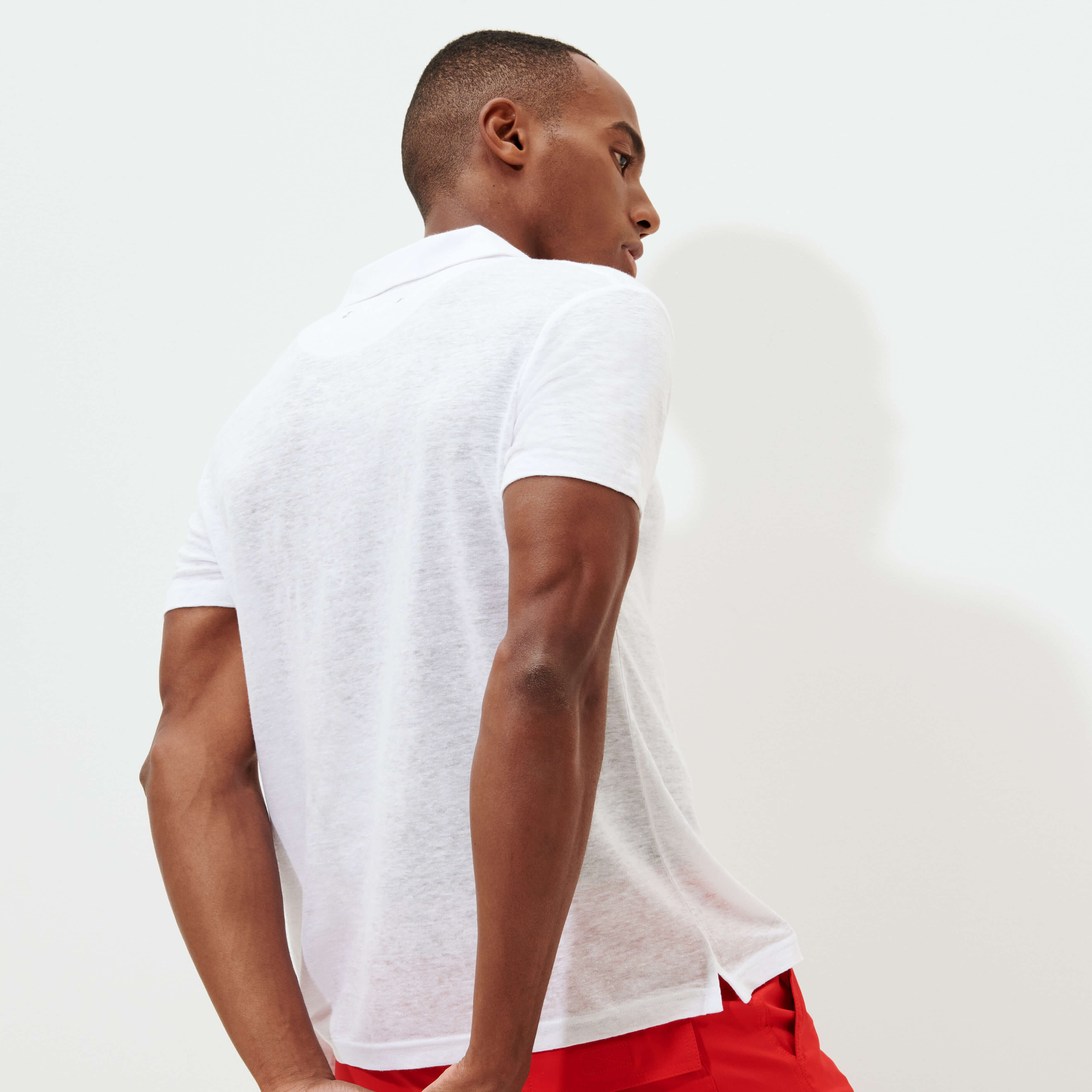 Men Linen Jersey Polo Shirt Solid