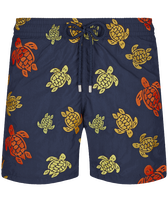 Men Embroidered Swim Trunks Ronde Des Tortues - Limited Edition Navy front view