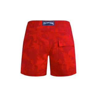 Men Stretch Short Swim Trunks Flat Belt Flower Power Lipstick back view