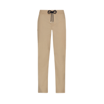 Men Elastic waist Cotton Pants Solid Sand front view
