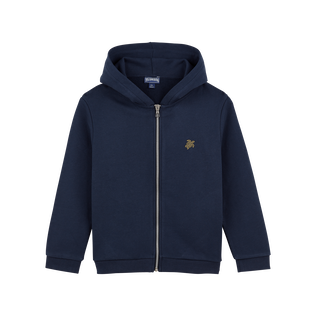 Boys Hoodie Front Zip Sweatshirt Placed Back Turtle