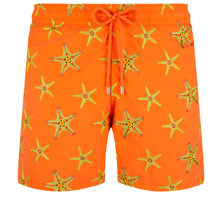 Men Swim Shorts Embroidered Starfish Dance - Swimming Trunk - Mistral - Orange