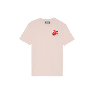 Camiseta de algodón orgánico con tortuga bordada para hombre Peony vista frontal