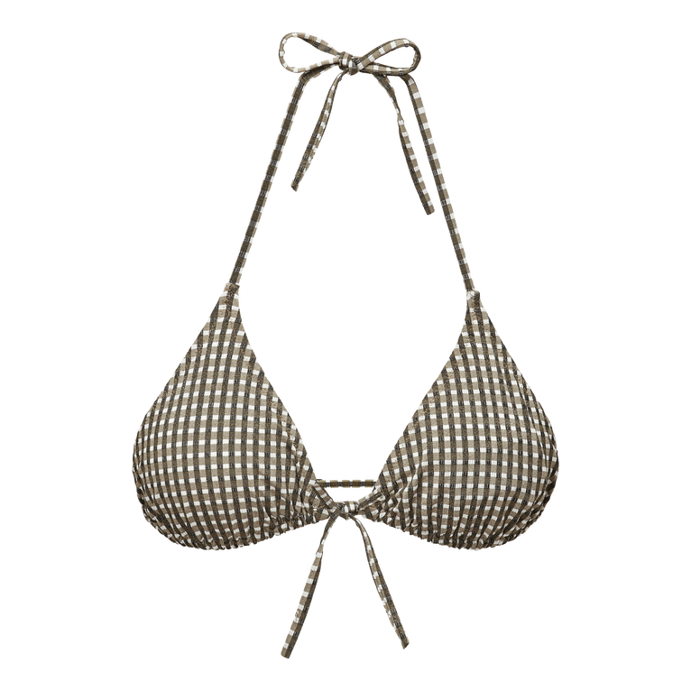 Women Triangle Bikini Top Pocket Checks - Flo - Green - Size XS - Vilebrequin