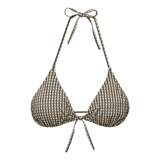 Pocket Checks Triangel-Bikinioberteil für Damen Bronze Vorderansicht