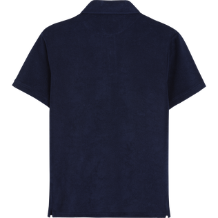 Men Terry Polo Solid Navy back view