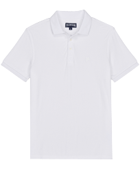 Polo en tejido terry de color liso para hombre Blanco vista frontal