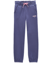 Girls Cotton Jogger Pants Solid Navy front view