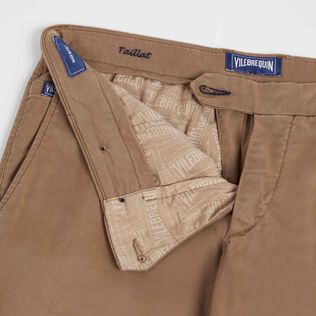 Men Tencel Cotton Chino Pants Solid Tobacco details view 2