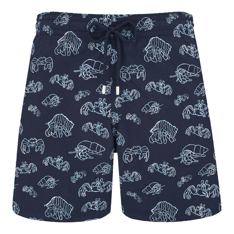 Men Swim Shorts Embroidered Hermit Crabs - Swimming Trunk - Mistral - Blue