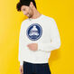 Men Cotton pullover Solid Off white front worn view