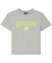 Camiseta de algodón orgánico para niño Gris jaspeado vista frontal
