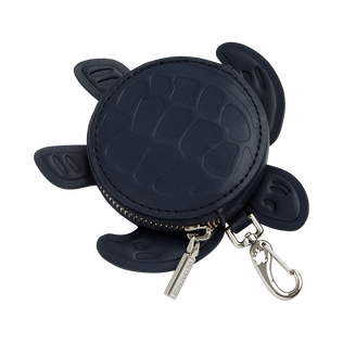 Cartera de Cuero Azul Marino con Forma de Tortuga Azul marino vista trasera