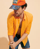 Gorra con estampado Carapaces para hombre Tomato vista frontal desgastada
