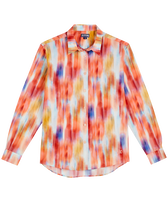 Women Cotton and Silk Shirt Ikat Flowers Multicolor Vorderansicht