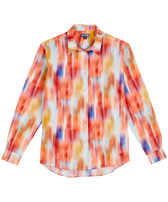 Women Cotton and Silk Shirt Ikat Flowers Multicolor front view
