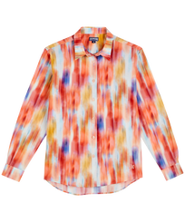 Women Cotton and Silk Shirt Ikat Flowers Multicolores vista frontal