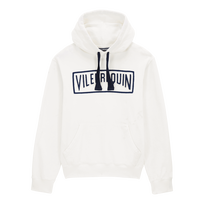 Sweat à capuche brodé en coton homme uni Off-white vue de face