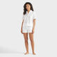 Women Cotton Polo Broderie Anglaise White front worn view
