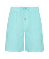 Bermuda cargo uomo in lino tinta unita Laguna vista frontale