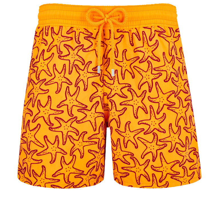 Men Swim Trunks Flocked Starlettes - Moorea - Orange - Size XS - Vilebrequin