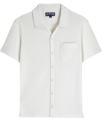 Unisex Cotton Bowling Shirt Solid Chalk front view