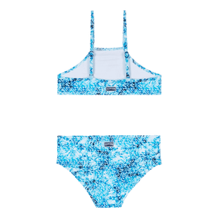 Flowers Tie & Dye Bustier-Bikini für Mädchen Marineblau Rückansicht