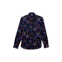 Disco Stars Unisex-Hemd aus Bio-Baumwolle Marineblau Vorderansicht