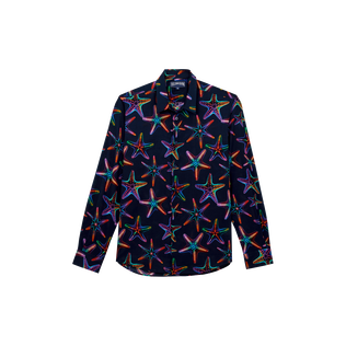 Disco Stars Unisex-Hemd aus Bio-Baumwolle Marineblau Vorderansicht