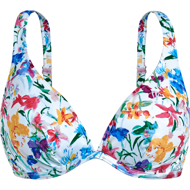 Women Underwire Bikini Top Happy Flowers - Swimming Trunk - Faithful - White - Size XL - Vilebrequin