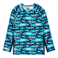 Camiseta de baño de manga larga con protección solar y estampado Requins 3D para hombre Azul marino vista frontal
