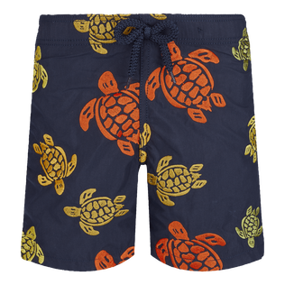 Boys Embroided Swim Shorts Ronde des Tortues Navy front view