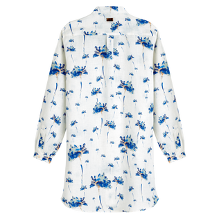 Vestido camisero de lino con estampado Herbier para mujer Off white vista trasera