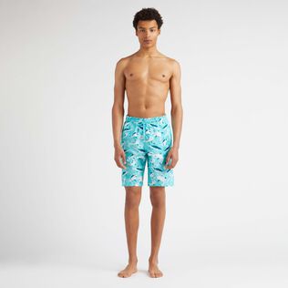 Pantaloncini mare uomo lunghi ultraleggeri e ripiegabili Requins Laguna vista frontale indossata