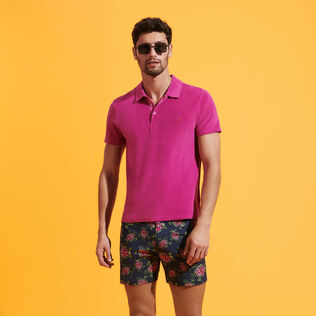 Bañador elástico con cintura plana y estampado Provencal Turtles para hombre Azul marino detalles vista 1