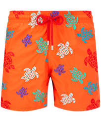 Men Classic Embroidered - Men Swimwear Embroidered Ronde Des Tortues, Medlar front view