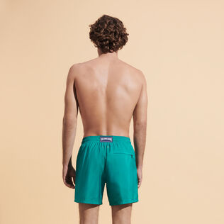 Men Swim Trunks Ultra-light and packable Solid Emerald back worn view