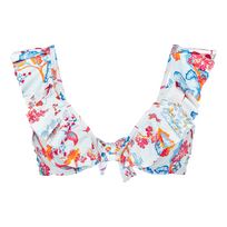 Women Halter Bikini Top Peaceful Trees White front view
