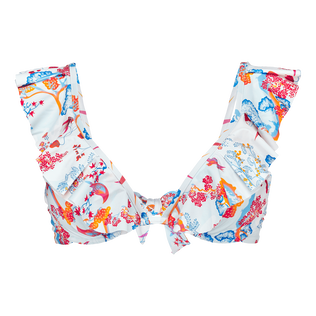 Women Halter Bikini Top Peaceful Trees White front view